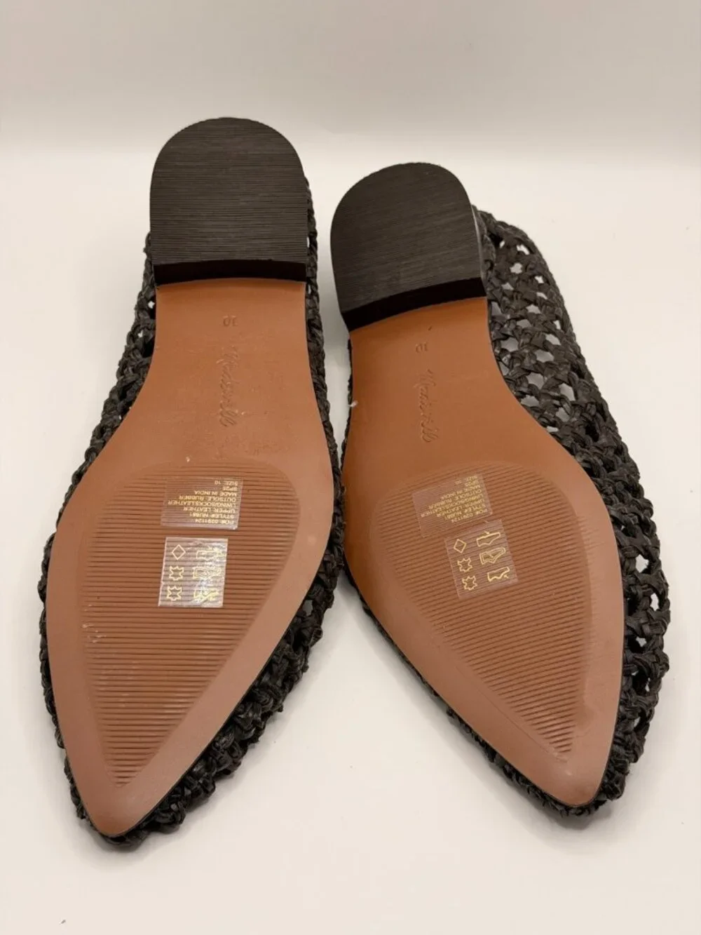 Madewell Womens The Ruth Ballet Flat in Woven Brown  Dark Carob Leather Sz 10